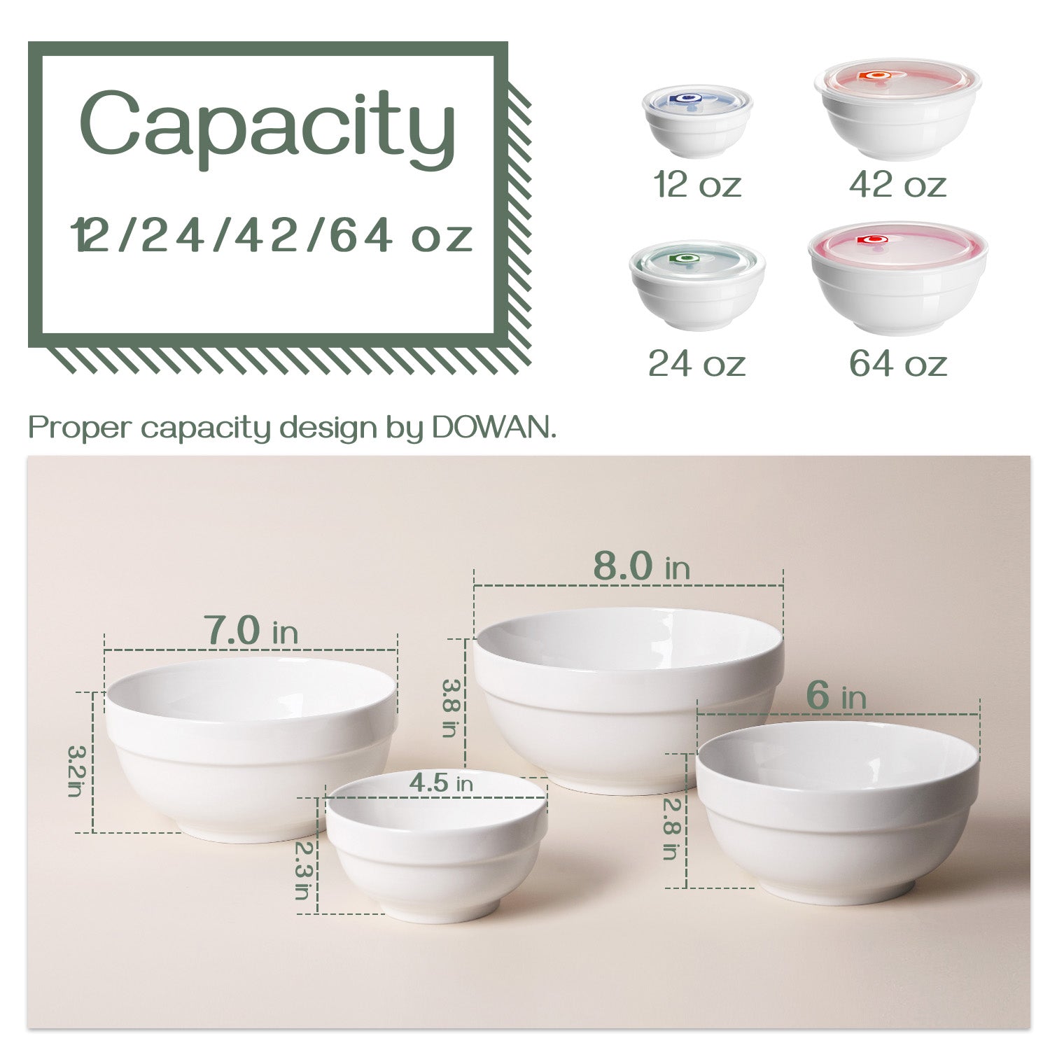 Ceramic Bowls with Lids - Set of 4