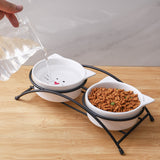Cat Food Bowls Redear/White