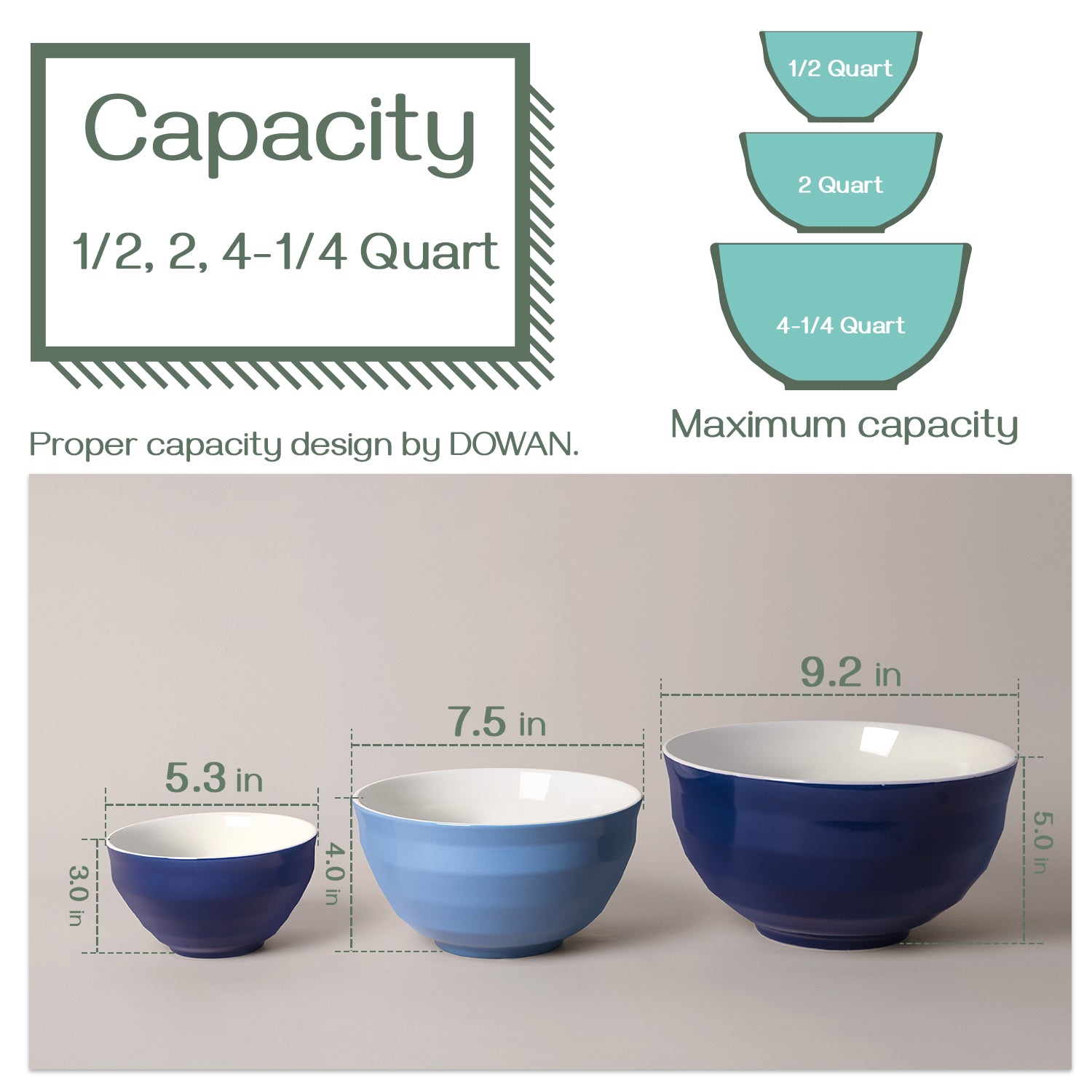 Ceramic Mixing Bowls - Set of 3