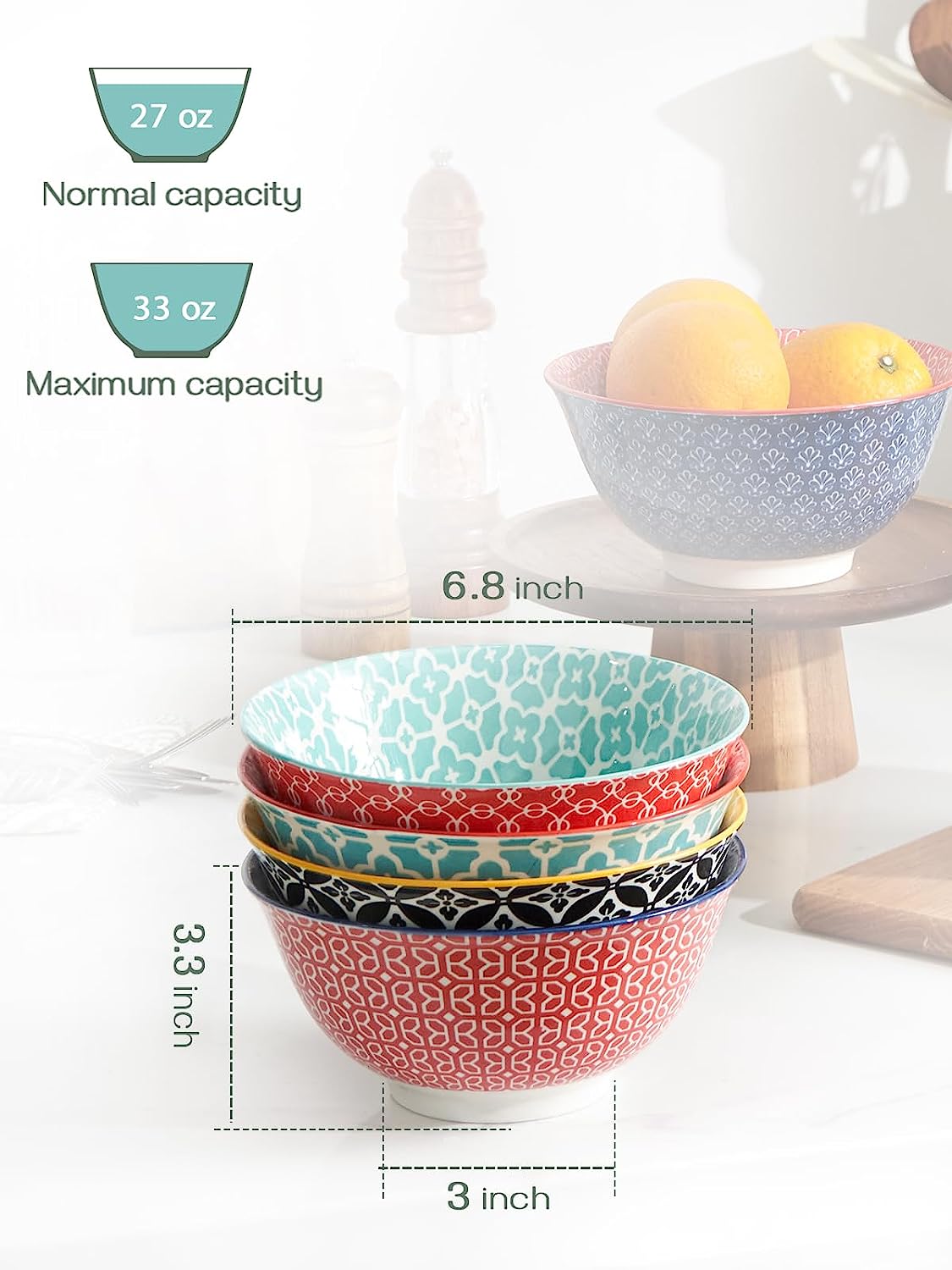 Ceramic Cereal Bowls - Set of 6